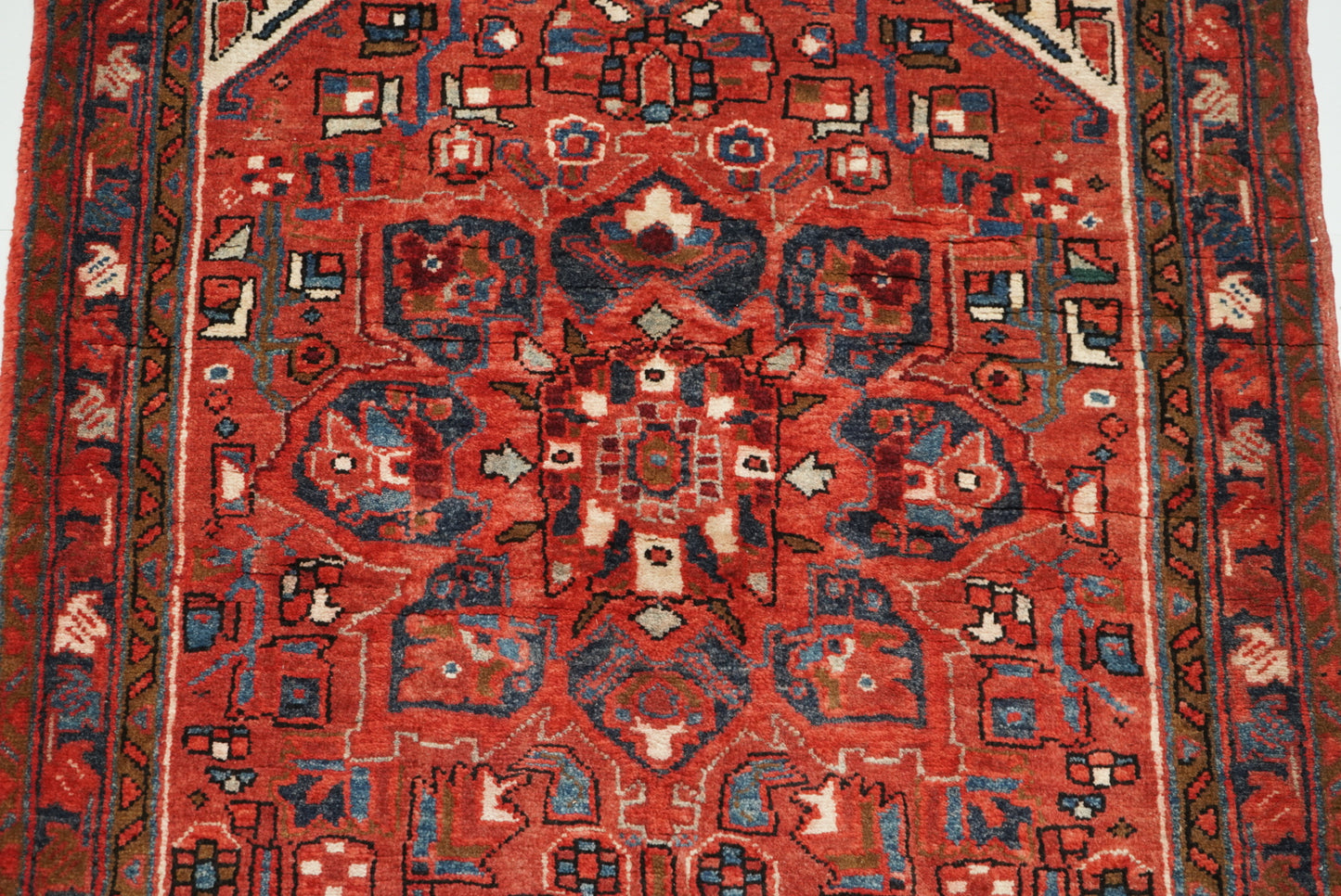 Vintage Persian Ahar Red Wool Runner Rug | Handmade | 340 x 110 cm