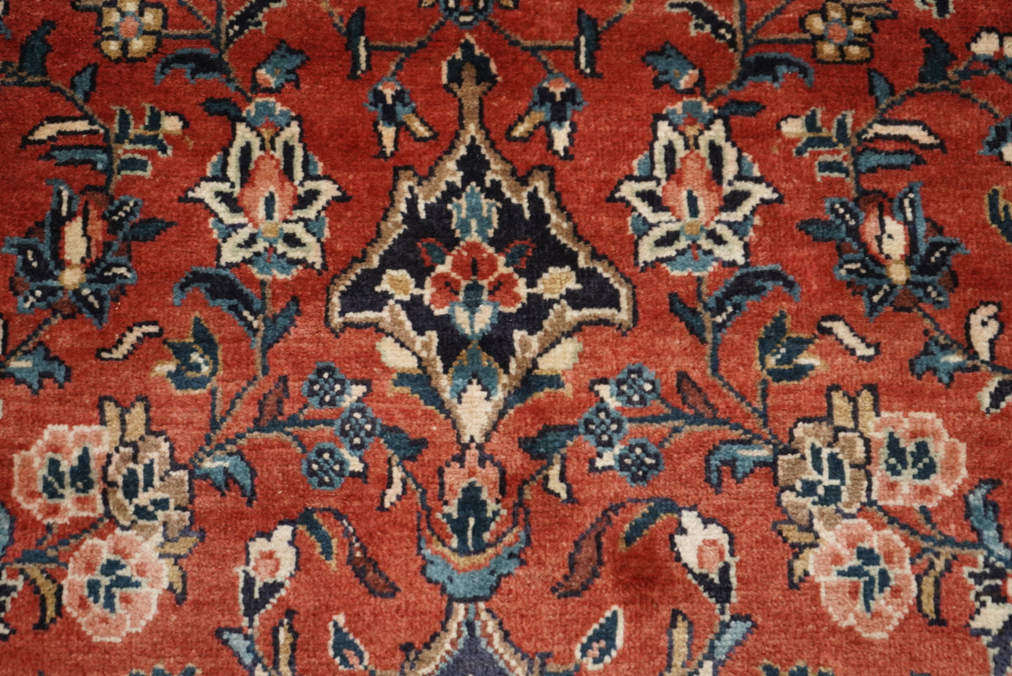 Vintage Persian Mahal Red Wool Floral Medallion Rug | Handmade | 324 x 218 cm