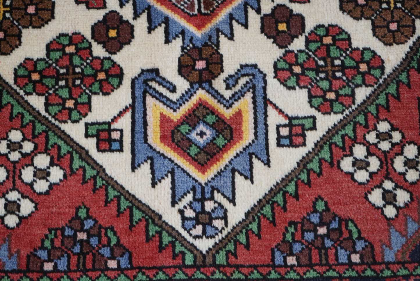 Persian Hamadan Red Wool Geometric Rug | Handmade | 144 x 105 cm