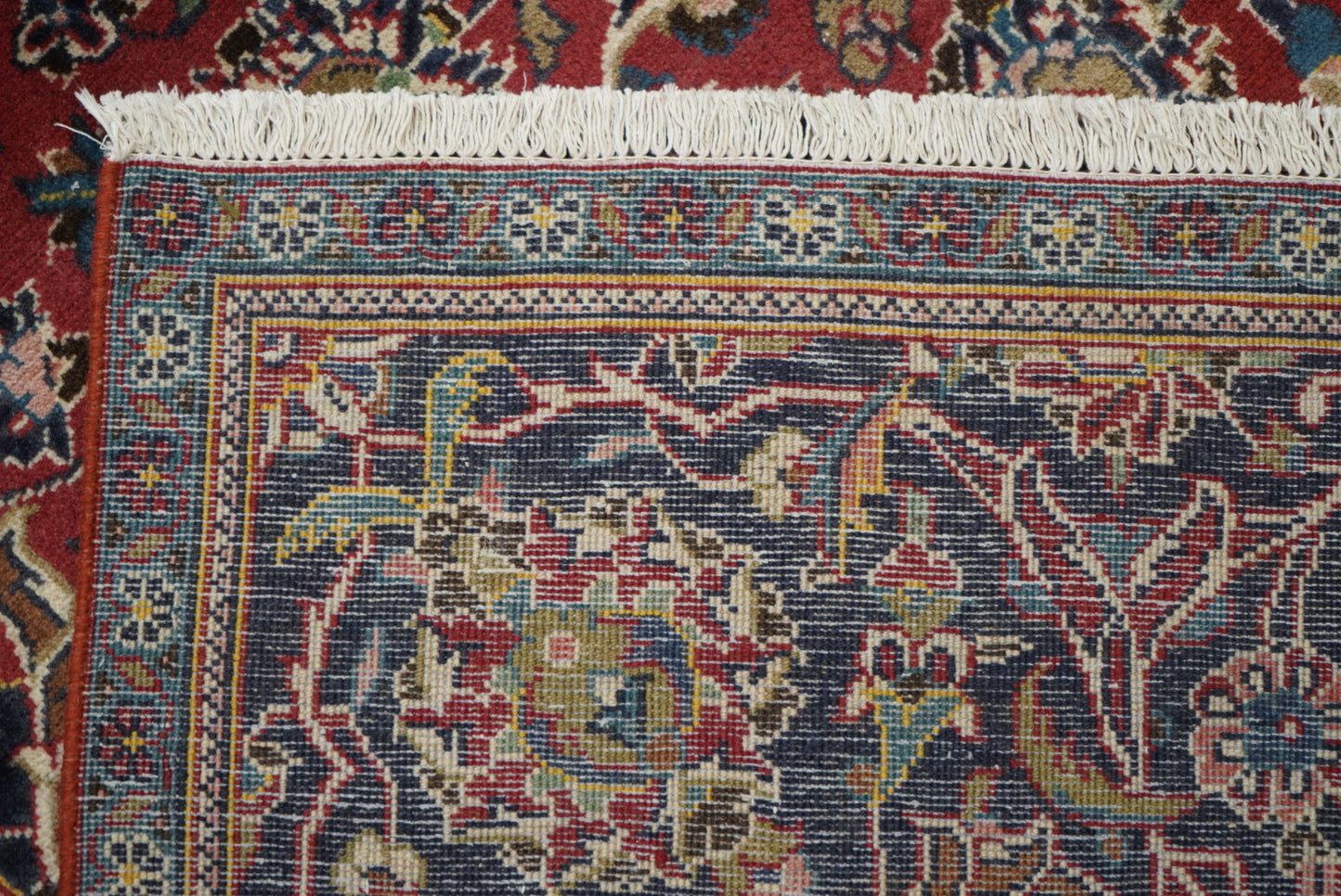 Vintage Persian Kashan Red Wool Floral Medallion Rug | Handmade | 299 x 190 cm