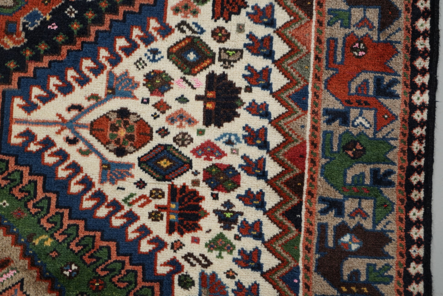 Handmade Vintage Oriental Runner Rug 380 x 110 cm Wool Hallway Carpet