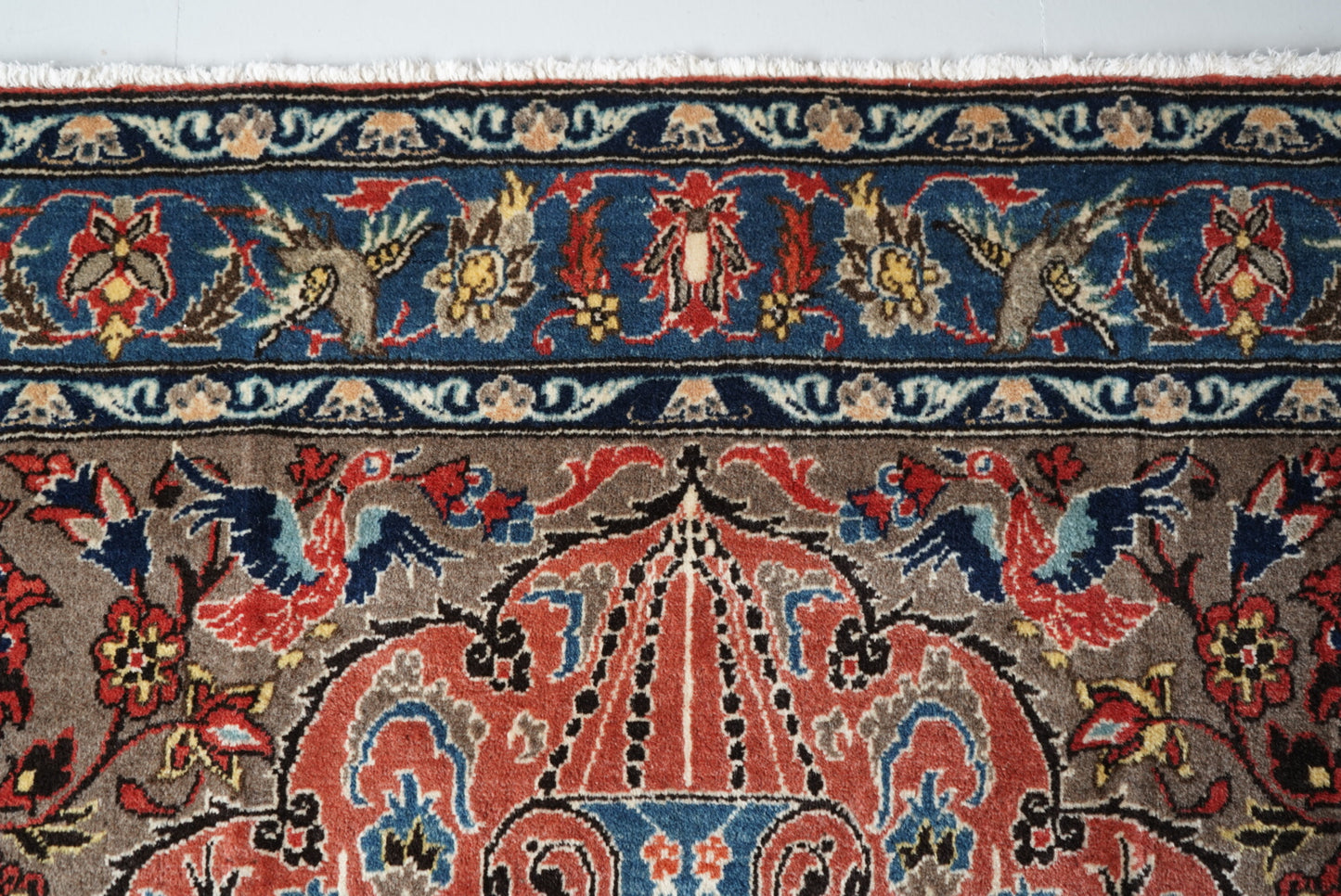 Vintage Persian Isfahan Red Wool Tree of Life Rug | Handmade | 252 x 150 cm
