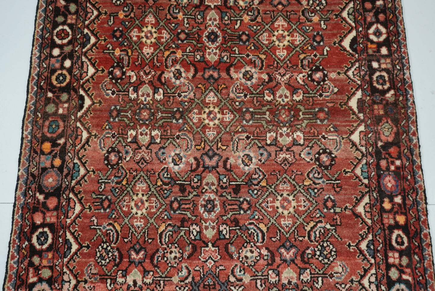 Vintage Persian Hamadan Red Wool All-Over Floral Rug | Handmade | 153 x 104 cm