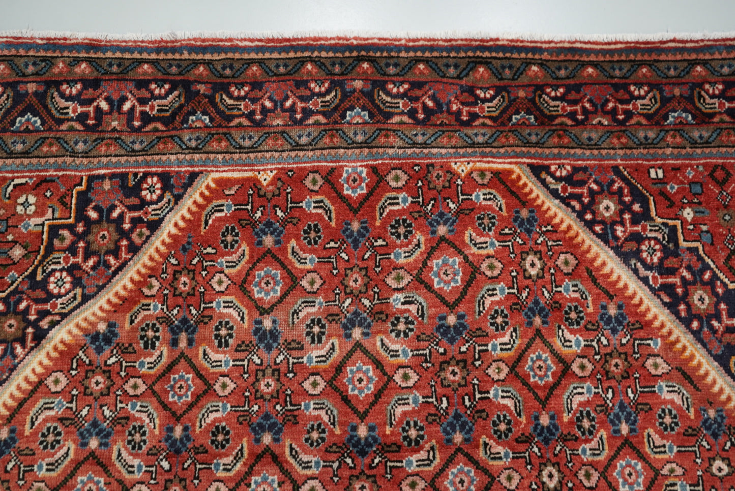 Vintage Persian Mahal Red Wool Floral Medallion Rug | Handmade | 300 x 207 cm
