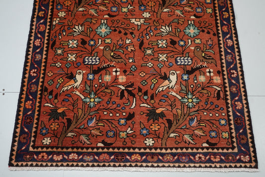 Persian Hamadan Red Wool Geometric Rug | Handmade | 150 x 105 cm