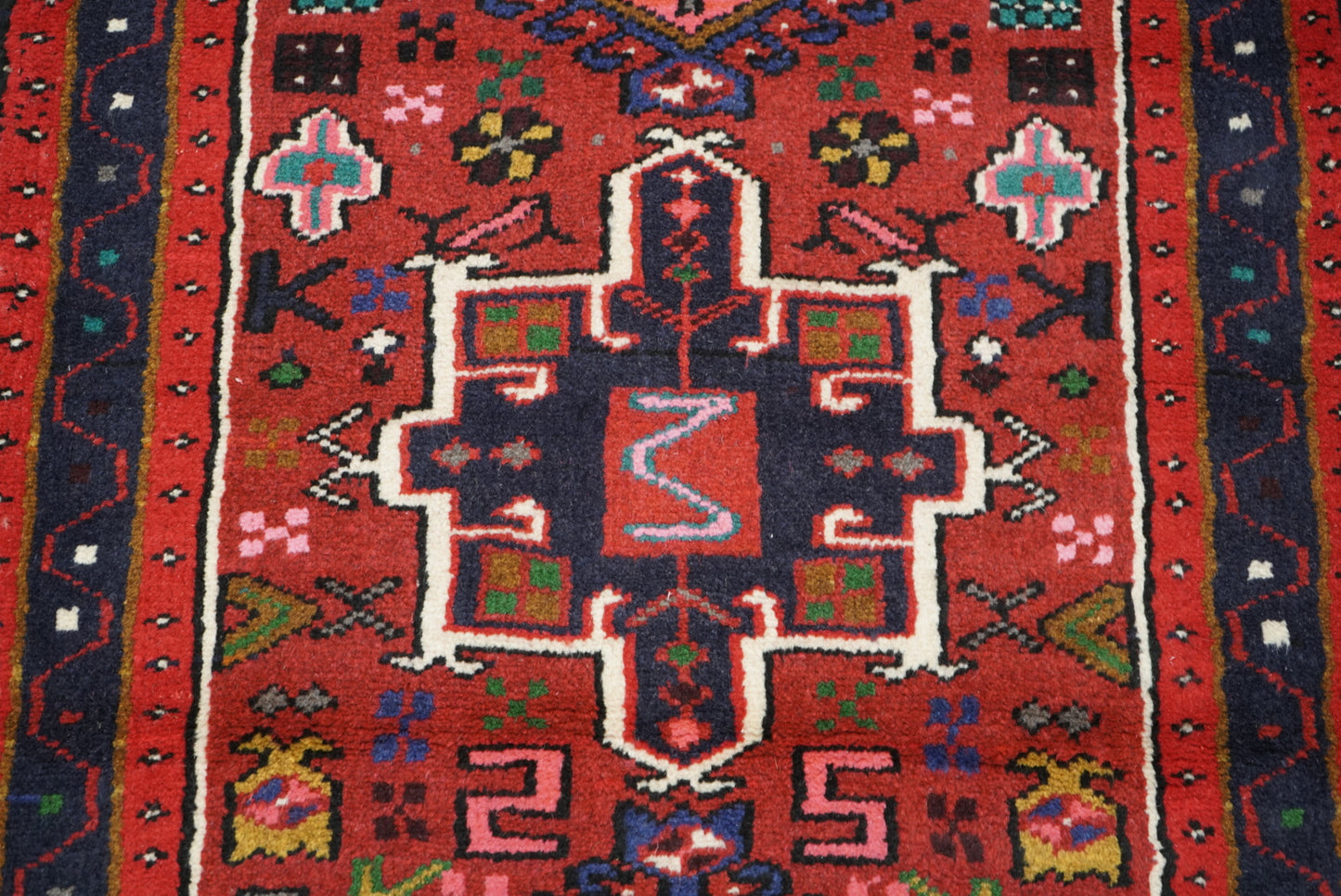 Vintage Persian Karaja Red Wool Runner Rug | Handmade | 320 x 80 cm