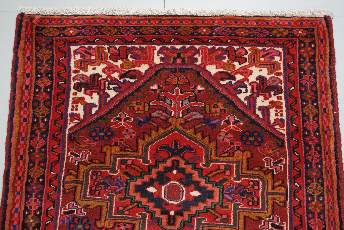 Vintage Persian Ahar Red Wool Runner Rug | Handmade | 197 x 93 cm