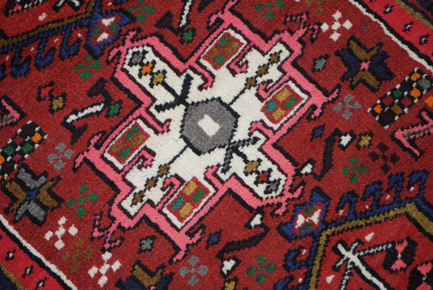 Vintage Persian Karaja Red Wool Runner Rug | Handmade | 320 x 80 cm