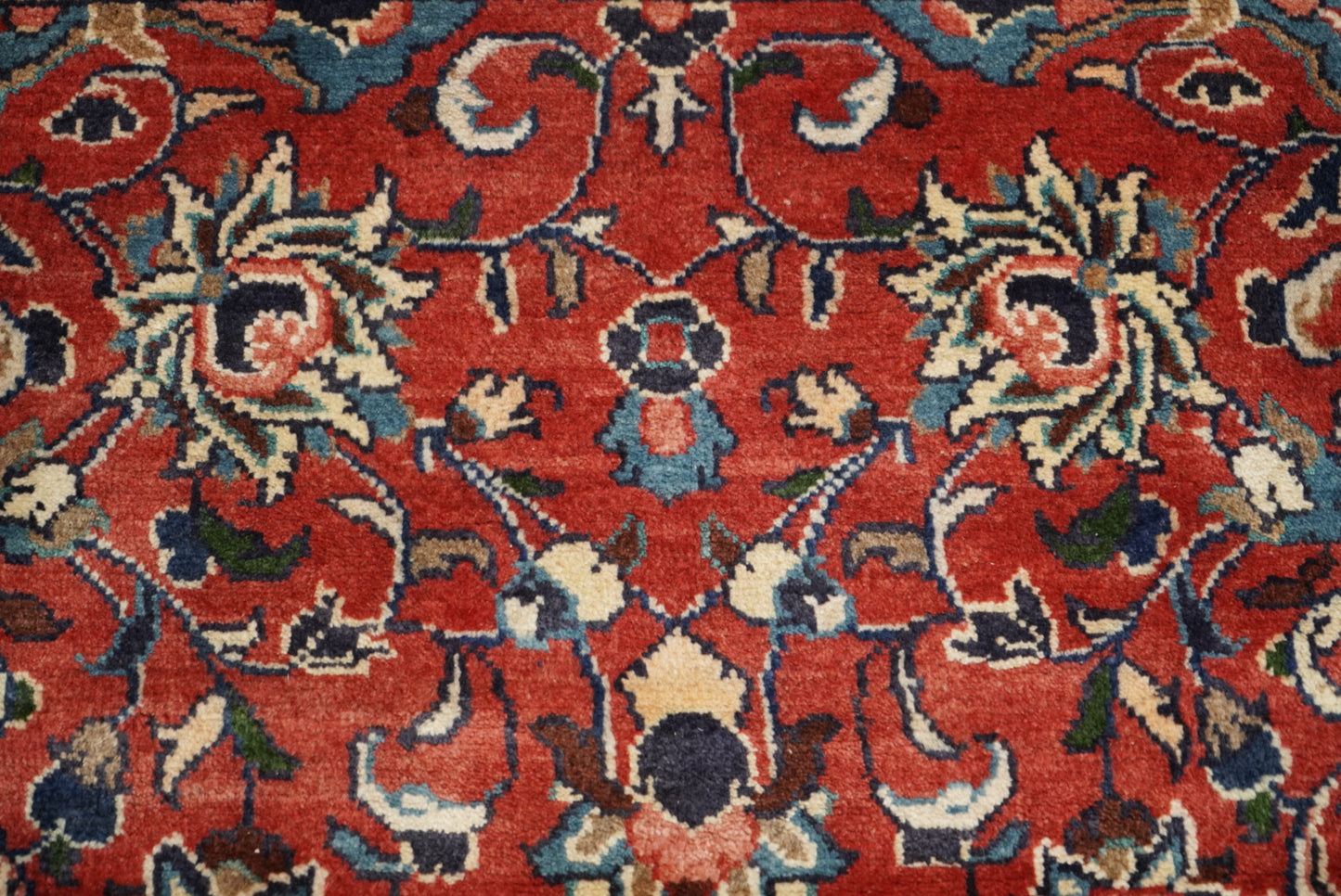 Vintage Persian Mahal Red Wool Floral Medallion Rug | Handmade | 318 x 214 cm