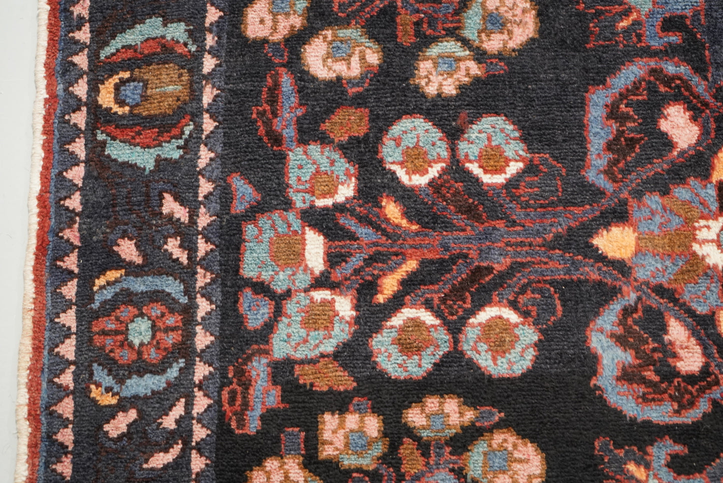 Handmade Vintage Floral Runner Rug 304 x 116 cm Wool Carpet
