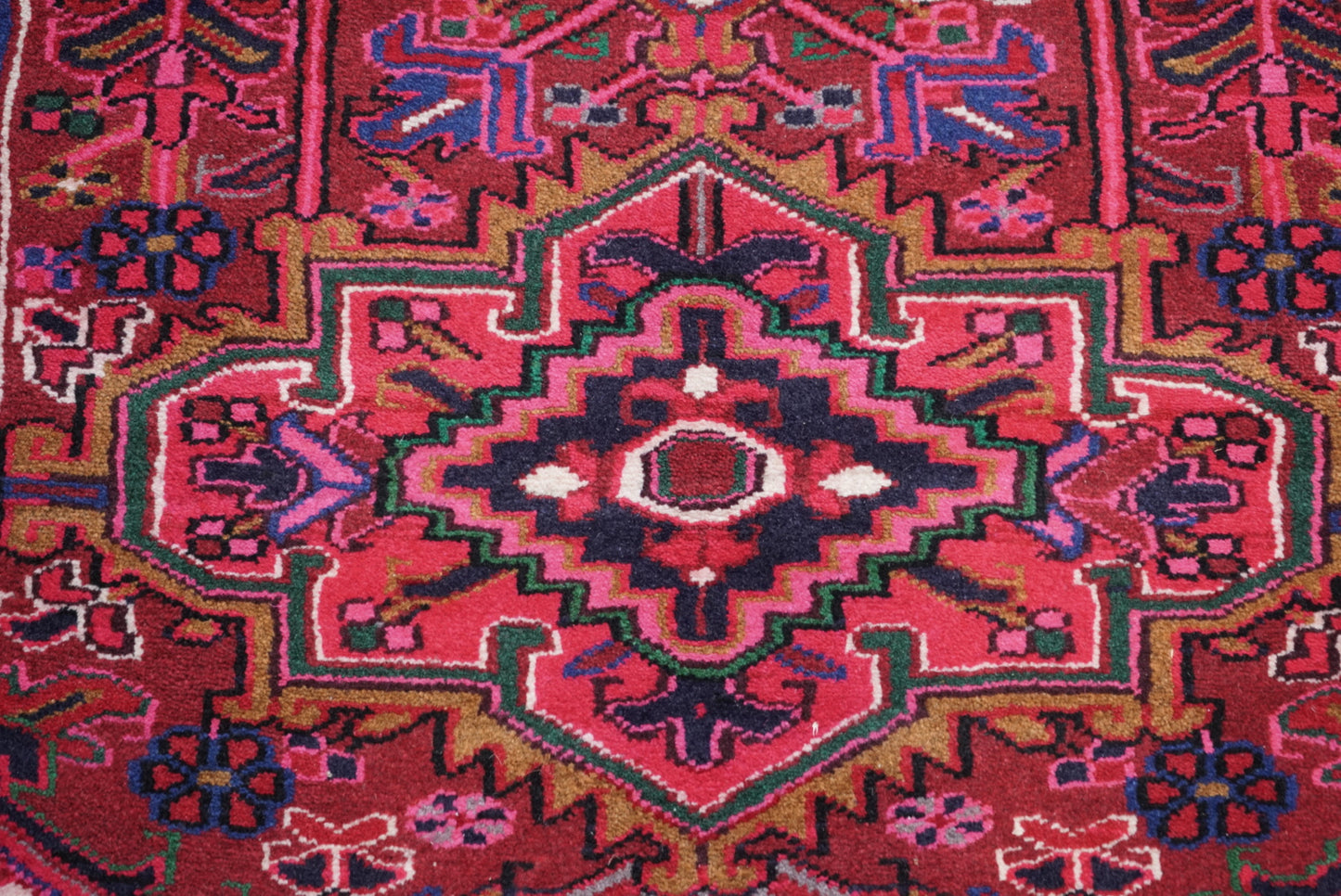 Vintage Persian Ahar Red Wool Runner Rug | Handmade | 197 x 93 cm