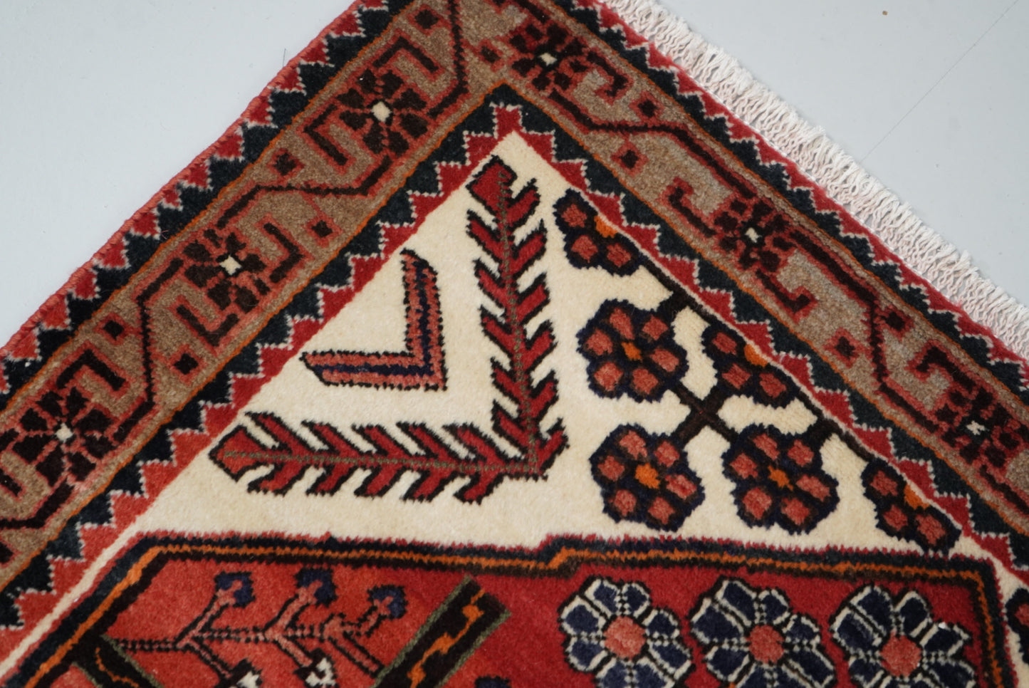 Persian Hamadan Red Wool Geometric Rug | Handmade | 162 x 108 cm