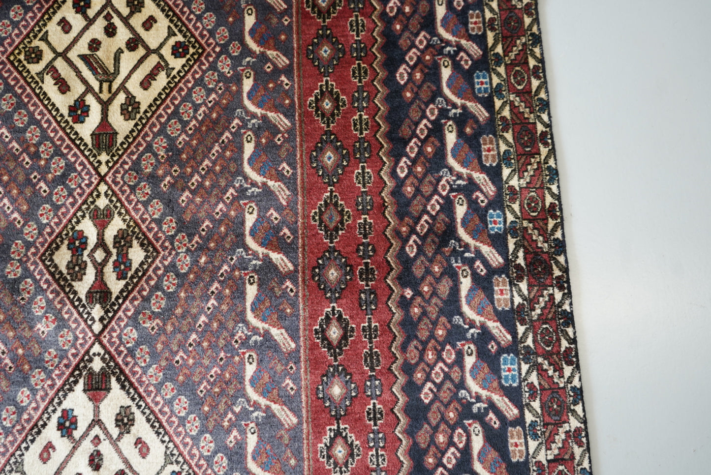 Vintage Persian Sirjan Red Wool Geometric Rug | Handmade | 220 x 160 cm