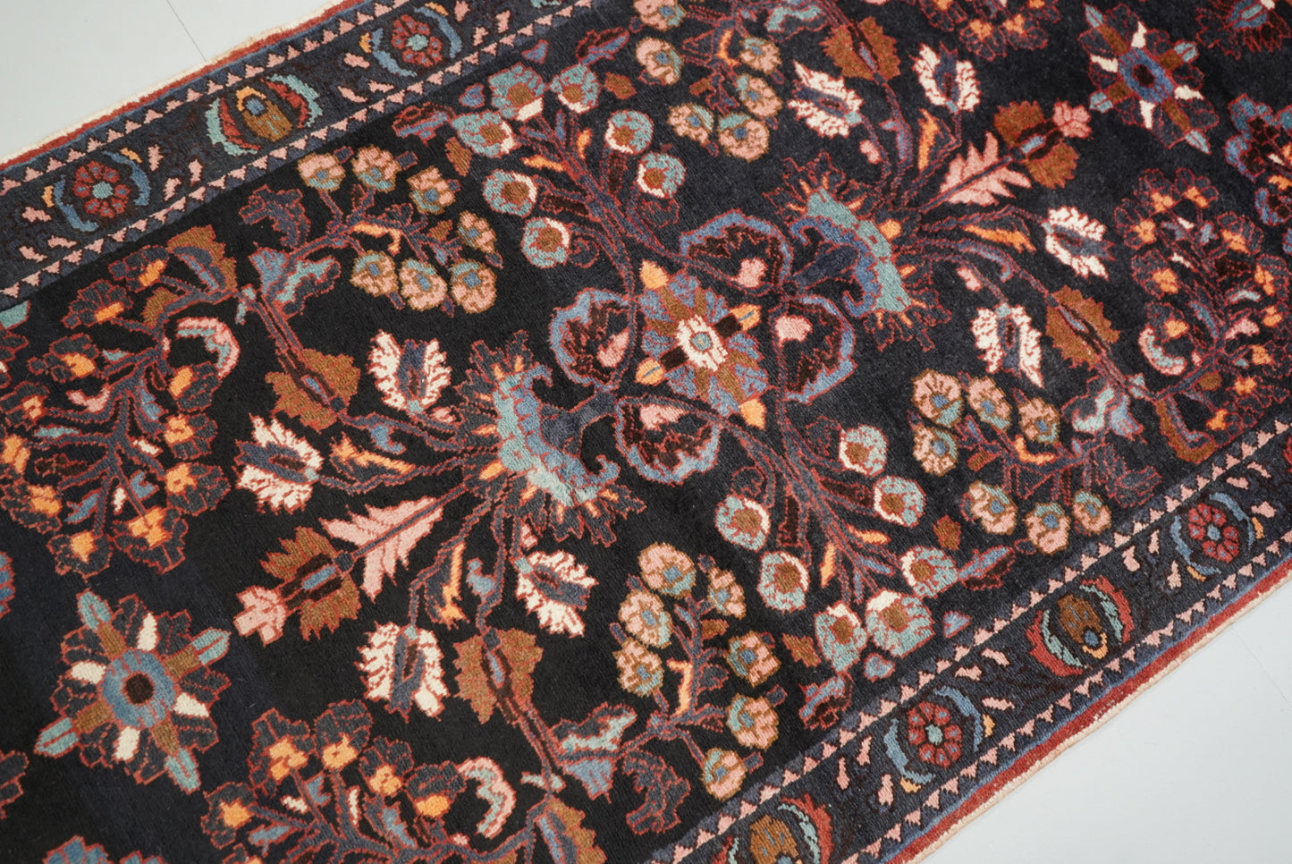 Handmade Vintage Floral Runner Rug 304 x 116 cm Wool Carpet