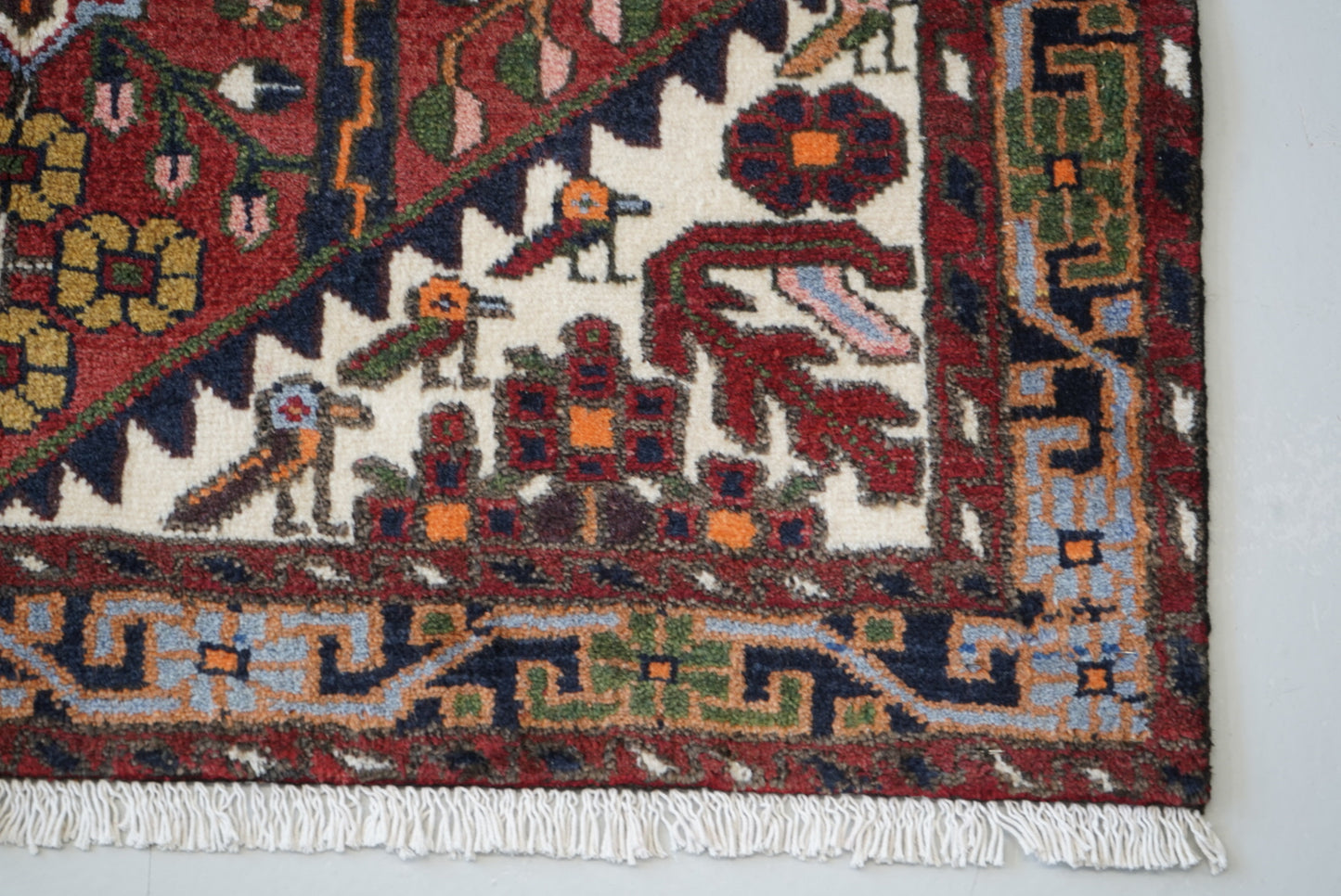 Persian Hamadan Red Wool Geometric Rug | Handmade | 146 x 104 cm