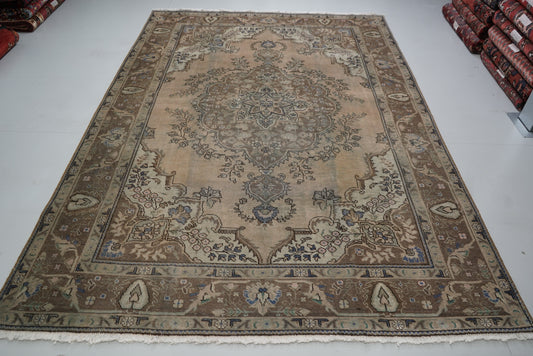 Vintage Persian Tabriz Overdyed Wool Rug | Handmade | 292 x 202 cm