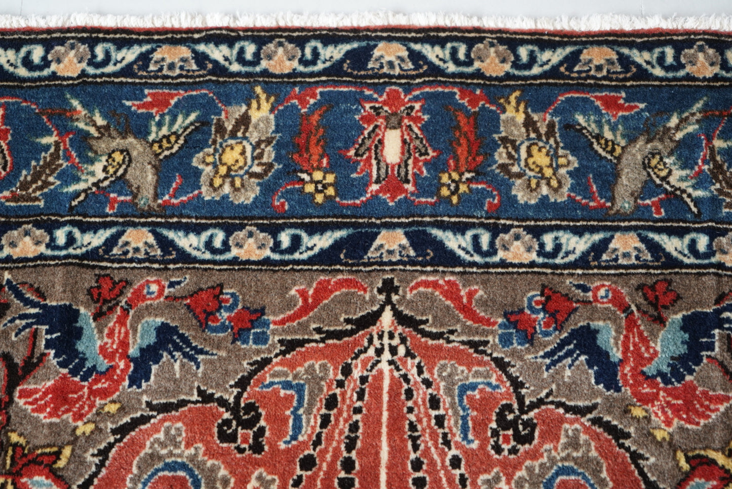 Vintage Persian Isfahan Red Wool Tree of Life Rug | Handmade | 252 x 150 cm
