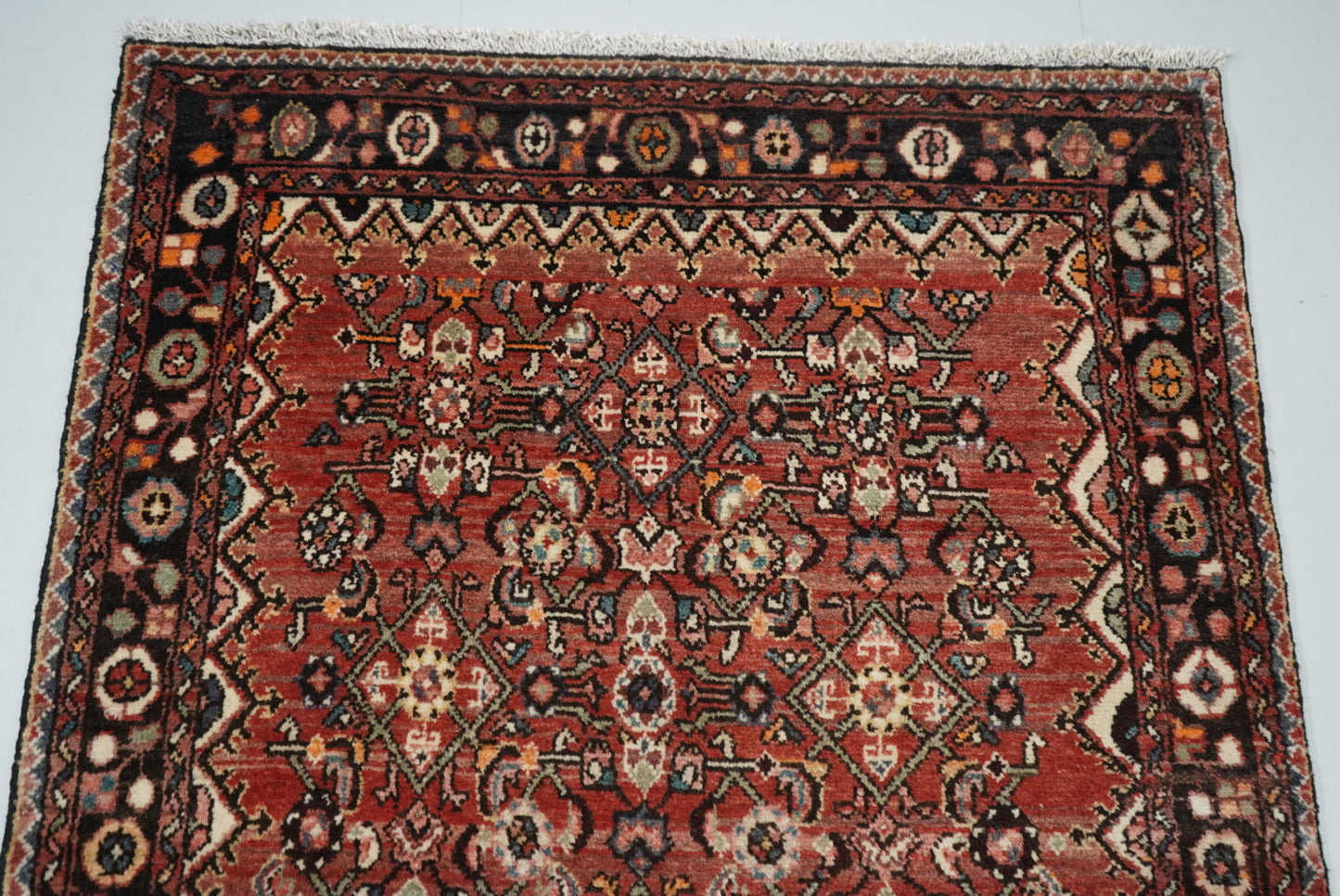 Vintage Persian Hamadan Red Wool All-Over Floral Rug | Handmade | 153 x 104 cm