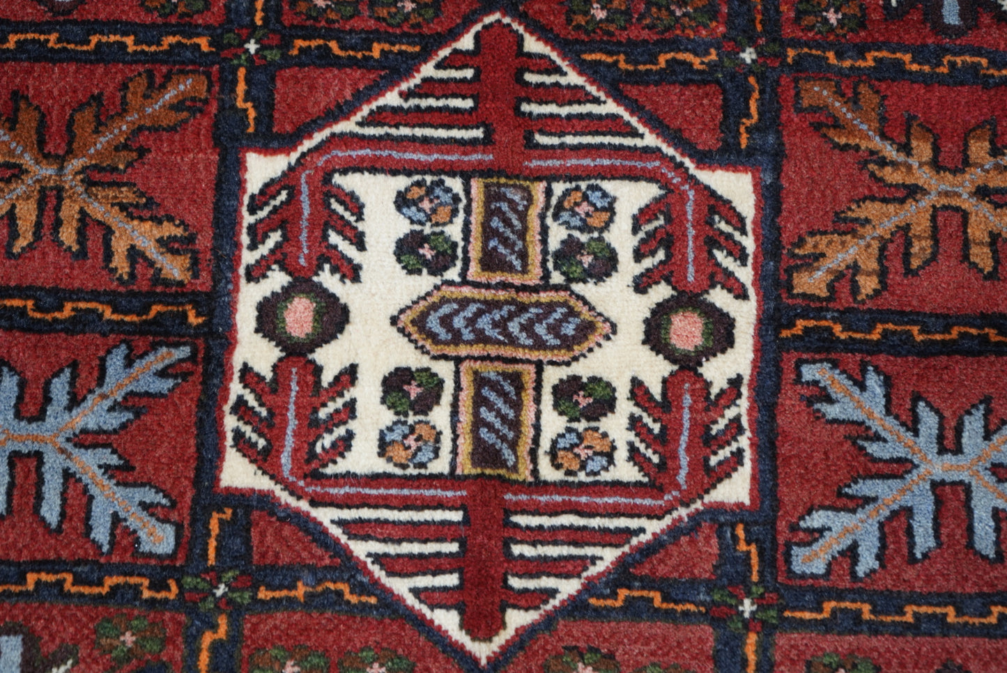 Persian Hamadan Red Wool Geometric Rug | Handmade | 146 x 104 cm