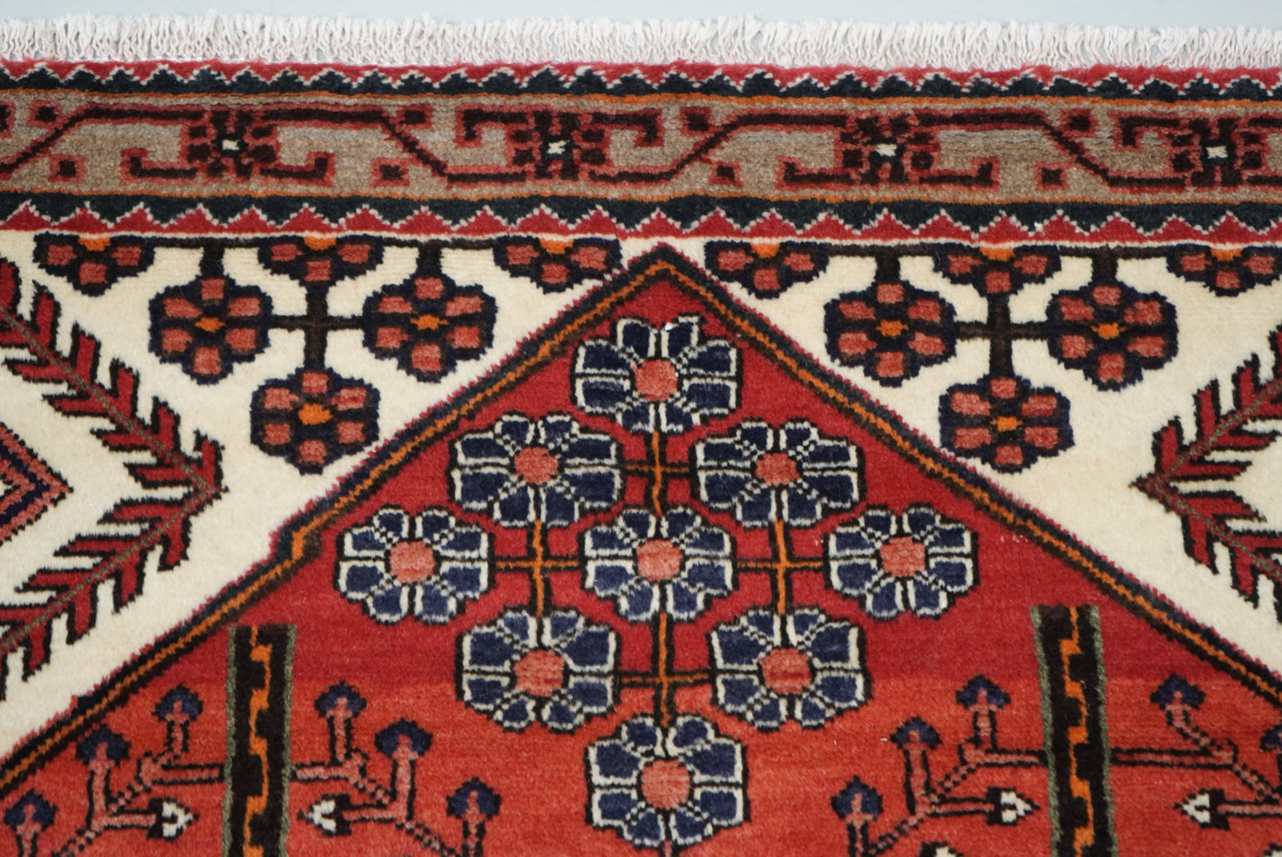 Persian Hamadan Red Wool Geometric Rug | Handmade | 162 x 108 cm