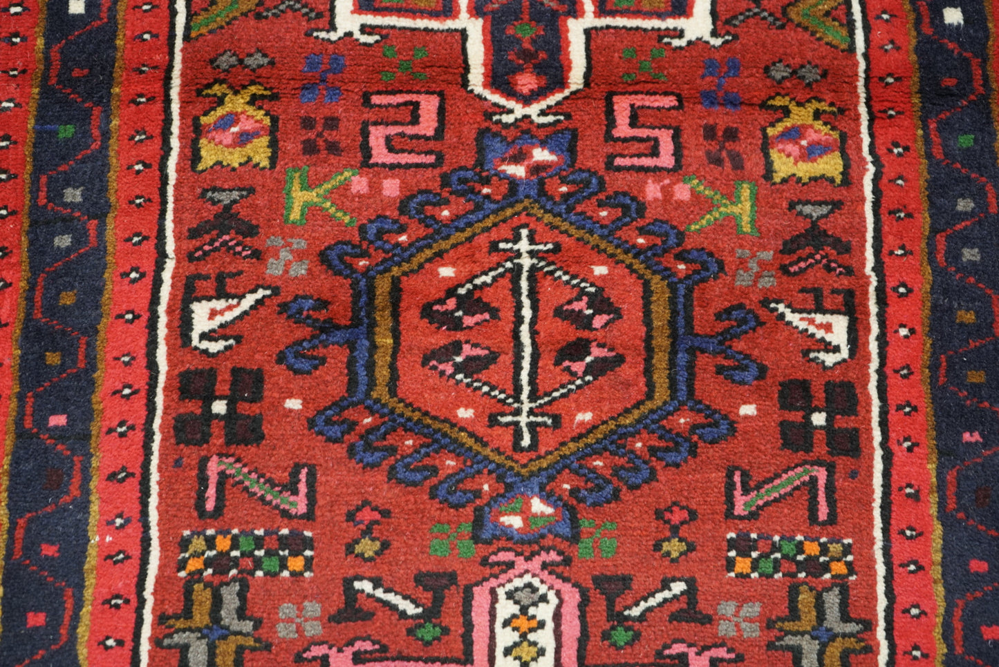 Vintage Persian Karaja Red Wool Runner Rug | Handmade | 320 x 80 cm