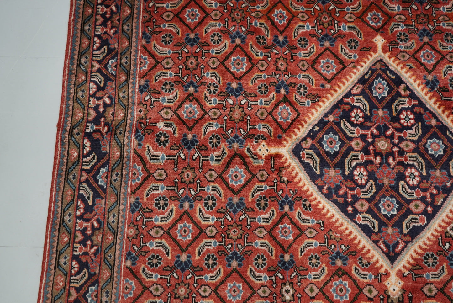 Vintage Persian Mahal Red Wool Floral Medallion Rug | Handmade | 300 x 207 cm