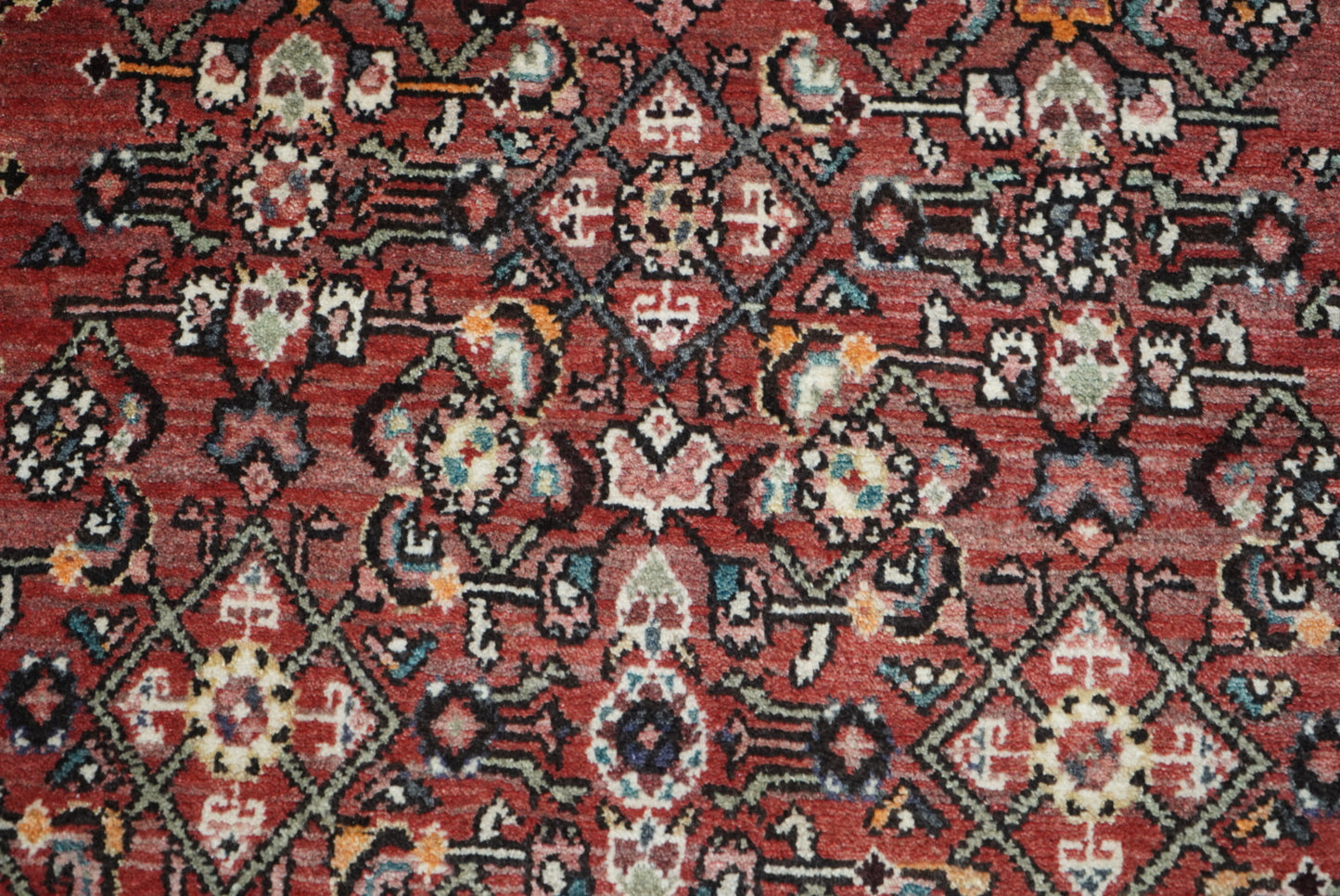 Vintage Persian Hamadan Red Wool All-Over Floral Rug | Handmade | 153 x 104 cm