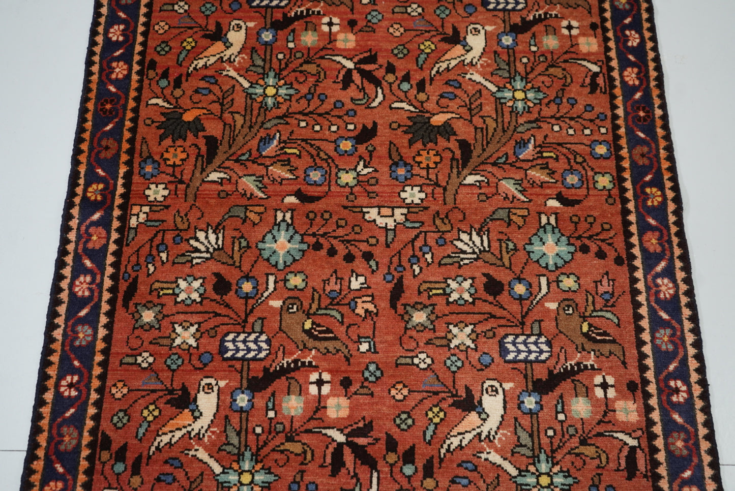 Persian Hamadan Red Wool Geometric Rug | Handmade | 150 x 105 cm