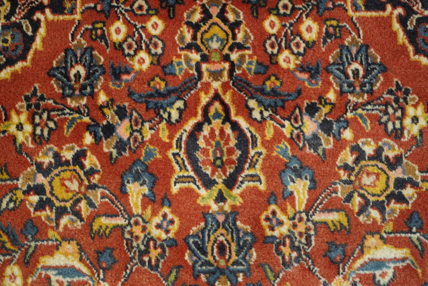 Vintage Persian Kashan Red Wool Floral Medallion Rug | Handmade | 200 x 134 cm