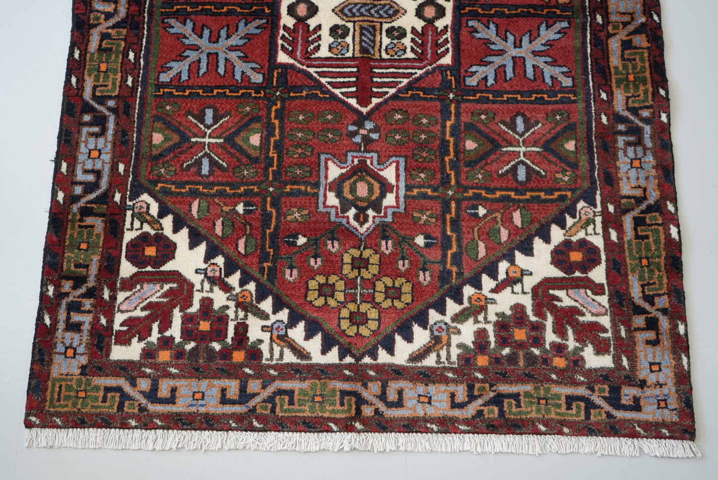 Persian Hamadan Red Wool Geometric Rug | Handmade | 146 x 104 cm