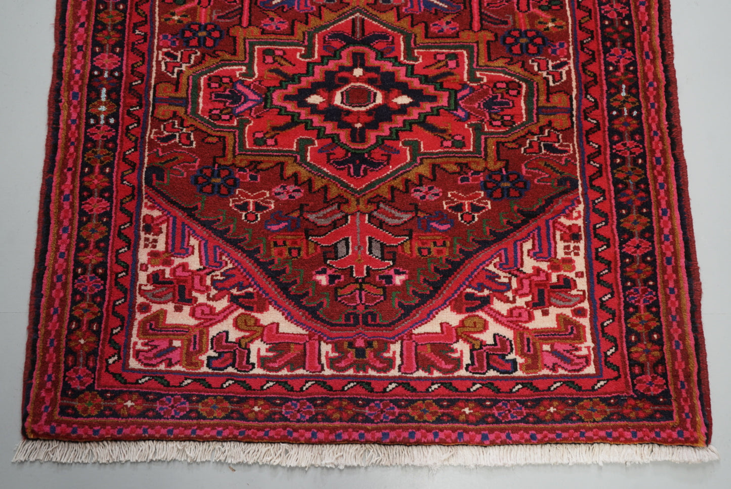 Vintage Persian Ahar Red Wool Runner Rug | Handmade | 197 x 93 cm