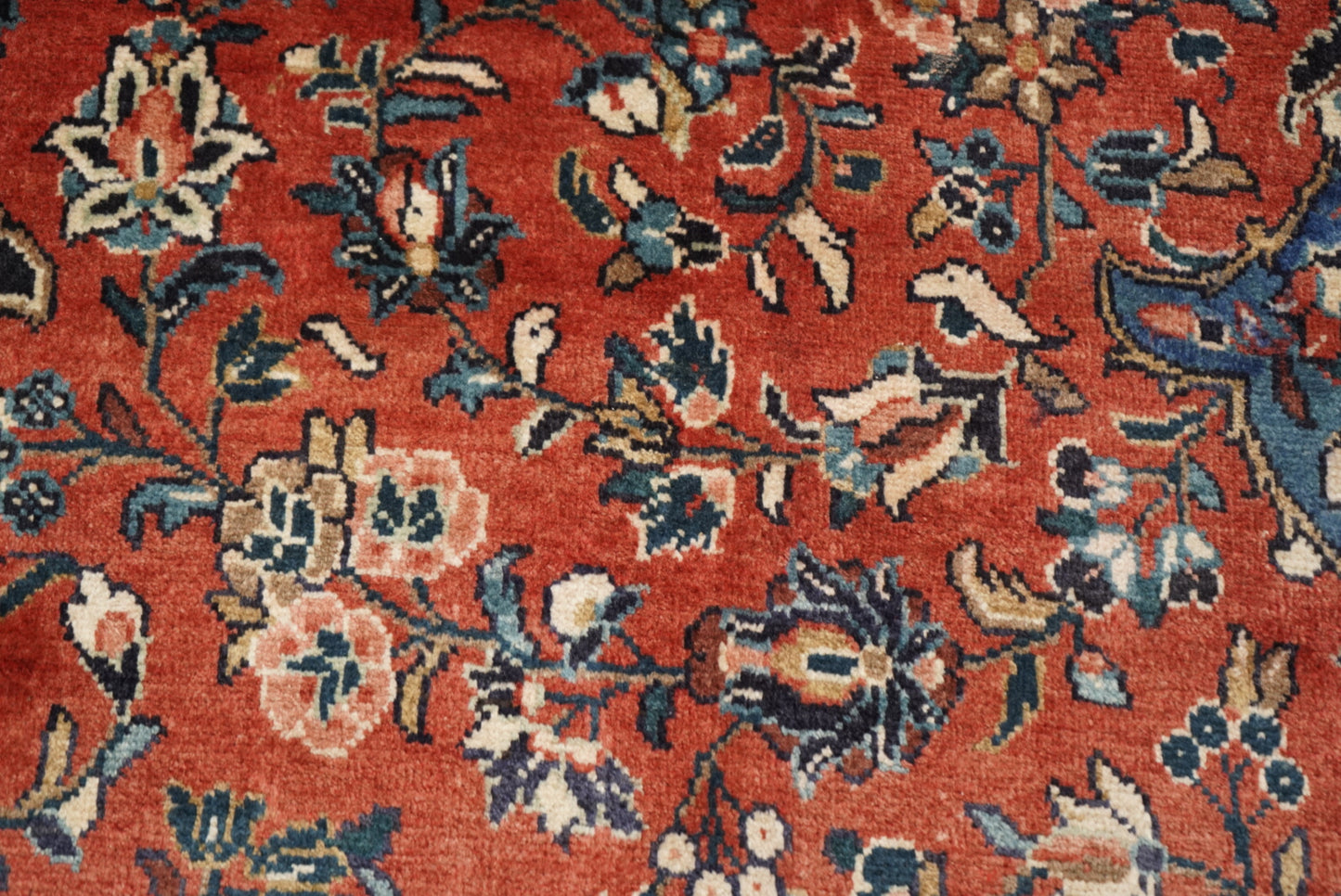 Vintage Persian Mahal Red Wool Floral Medallion Rug | Handmade | 324 x 218 cm