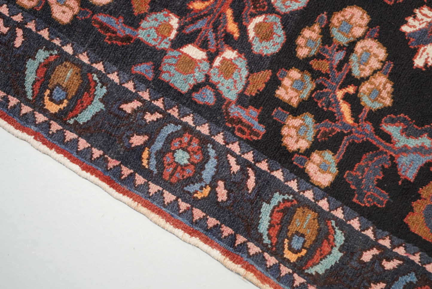 Handmade Vintage Floral Runner Rug 304 x 116 cm Wool Carpet