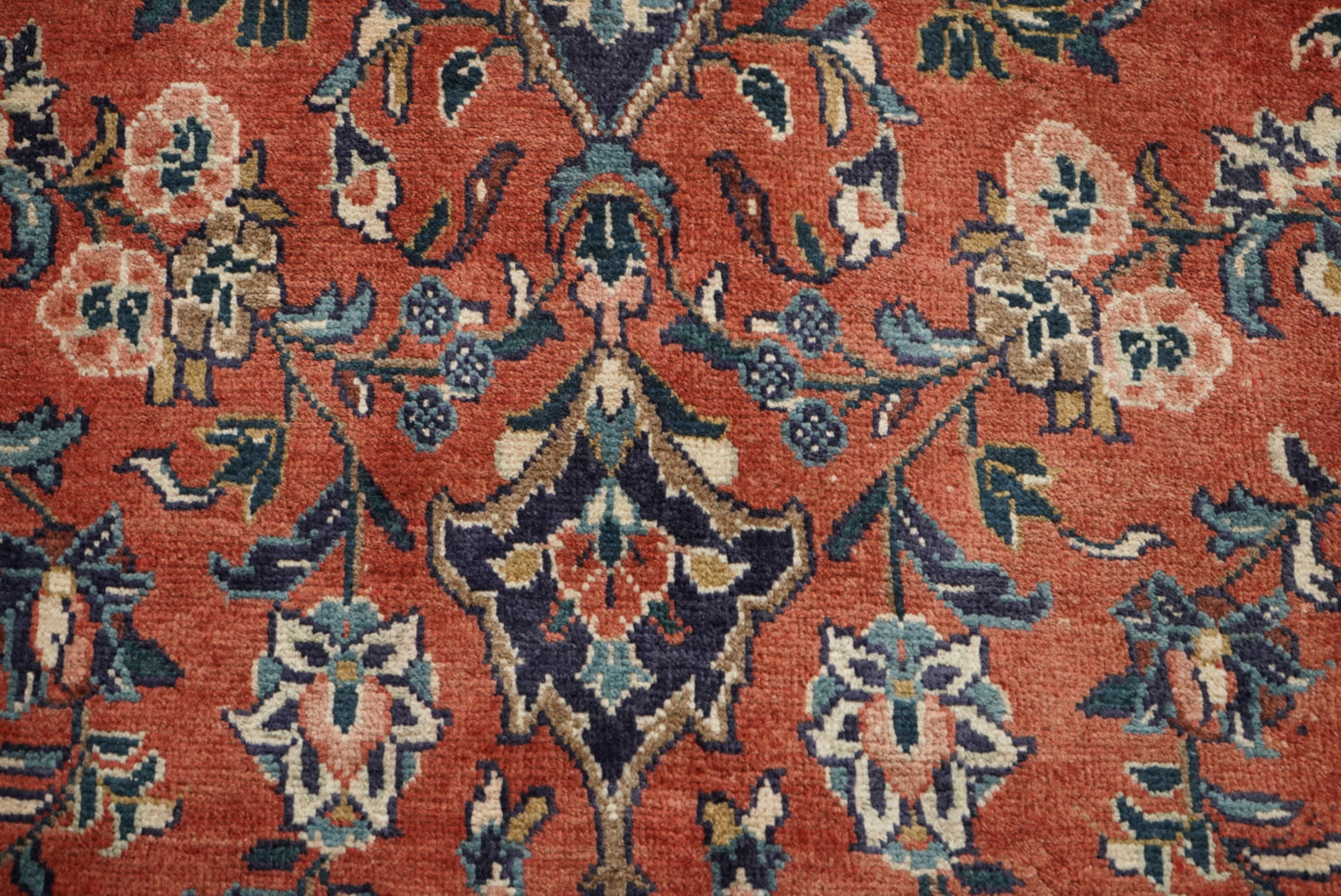 Vintage Persian Mahal Red Wool Floral Medallion Rug | Handmade | 324 x 218 cm