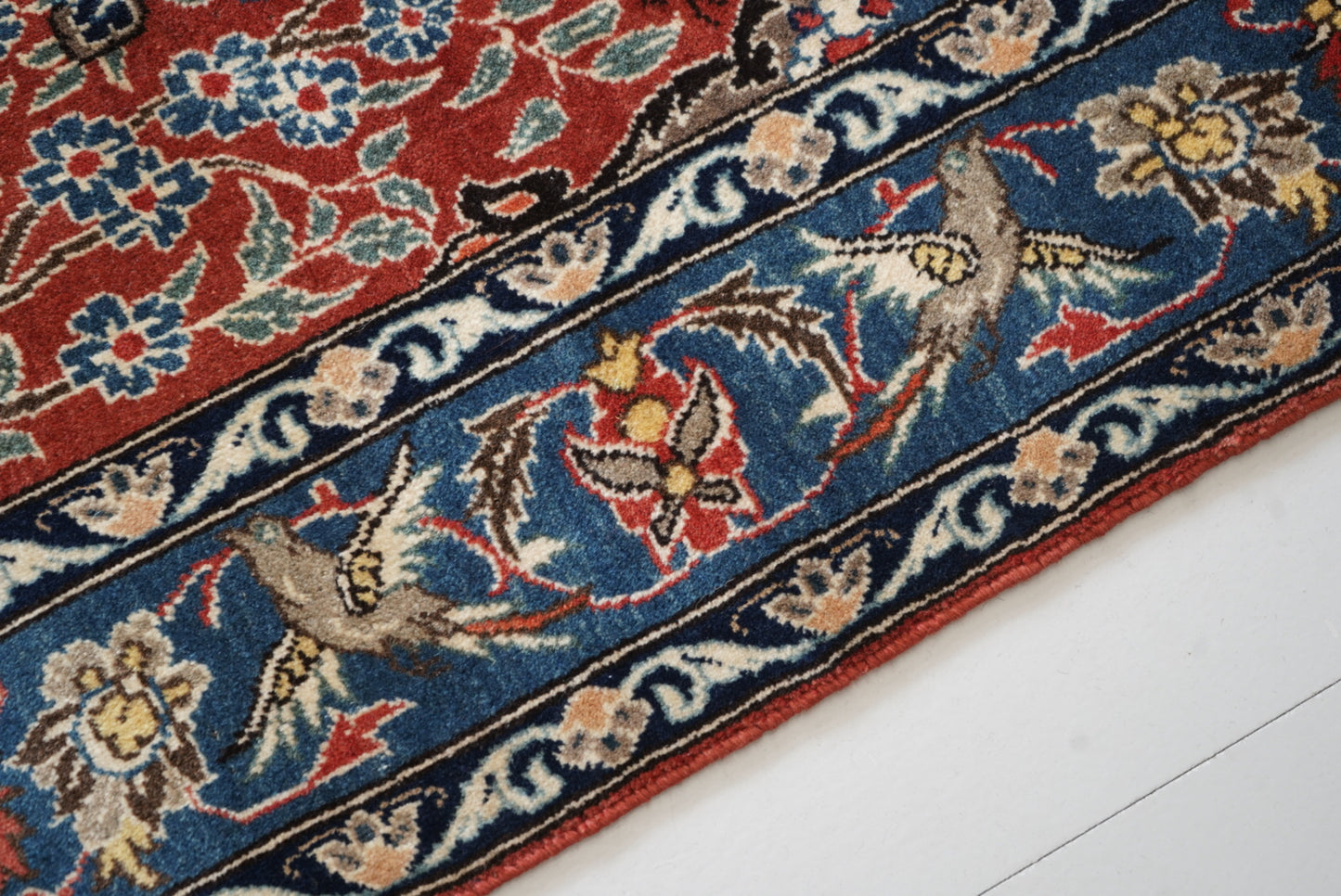 Vintage Persian Isfahan Red Wool Tree of Life Rug | Handmade | 252 x 150 cm