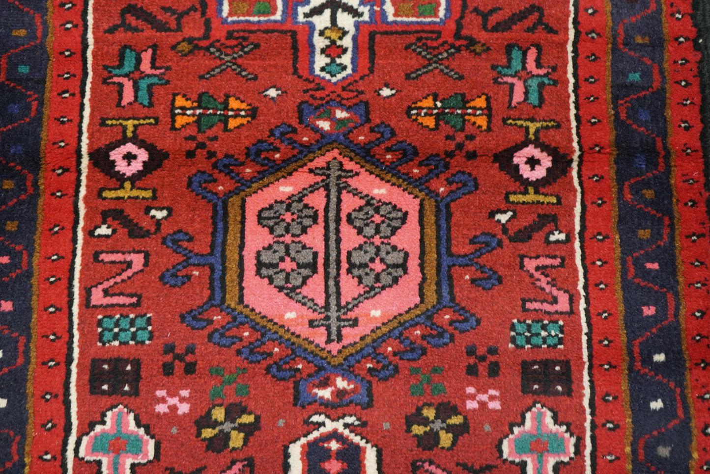 Vintage Persian Karaja Red Wool Runner Rug | Handmade | 320 x 80 cm
