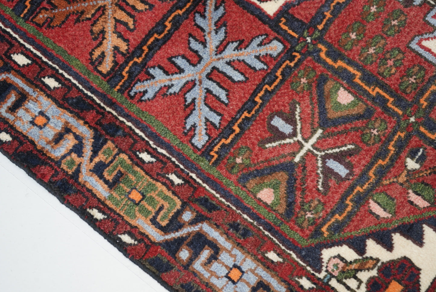 Persian Hamadan Red Wool Geometric Rug | Handmade | 146 x 104 cm