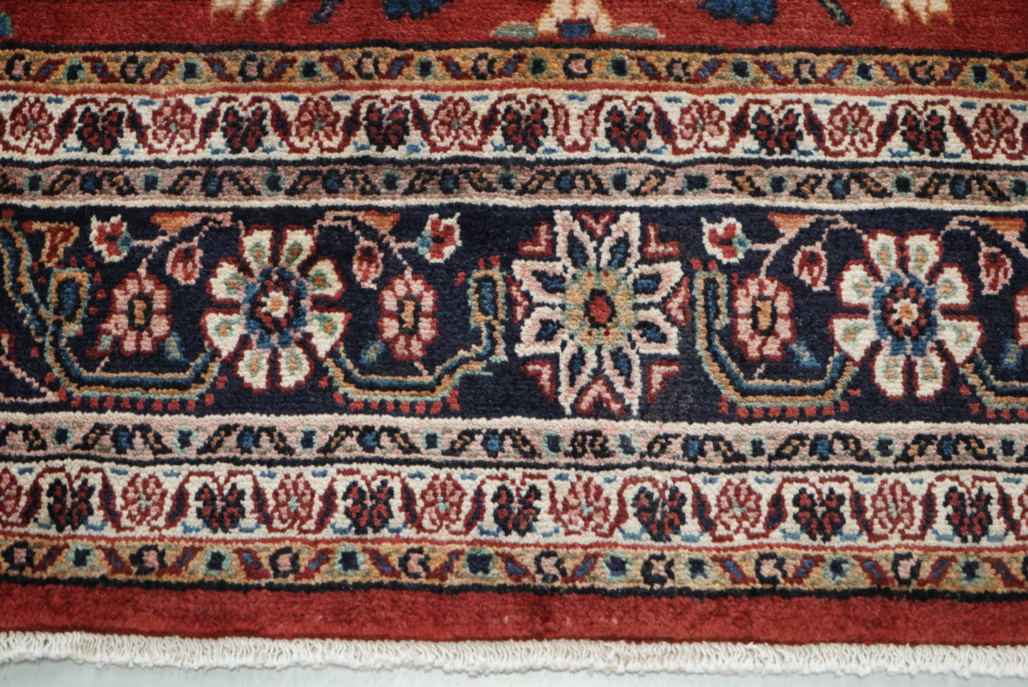 Vintage Persian Bibikabad Red Wool Floral Medallion Rug | Handmade | 333 x 217 cm