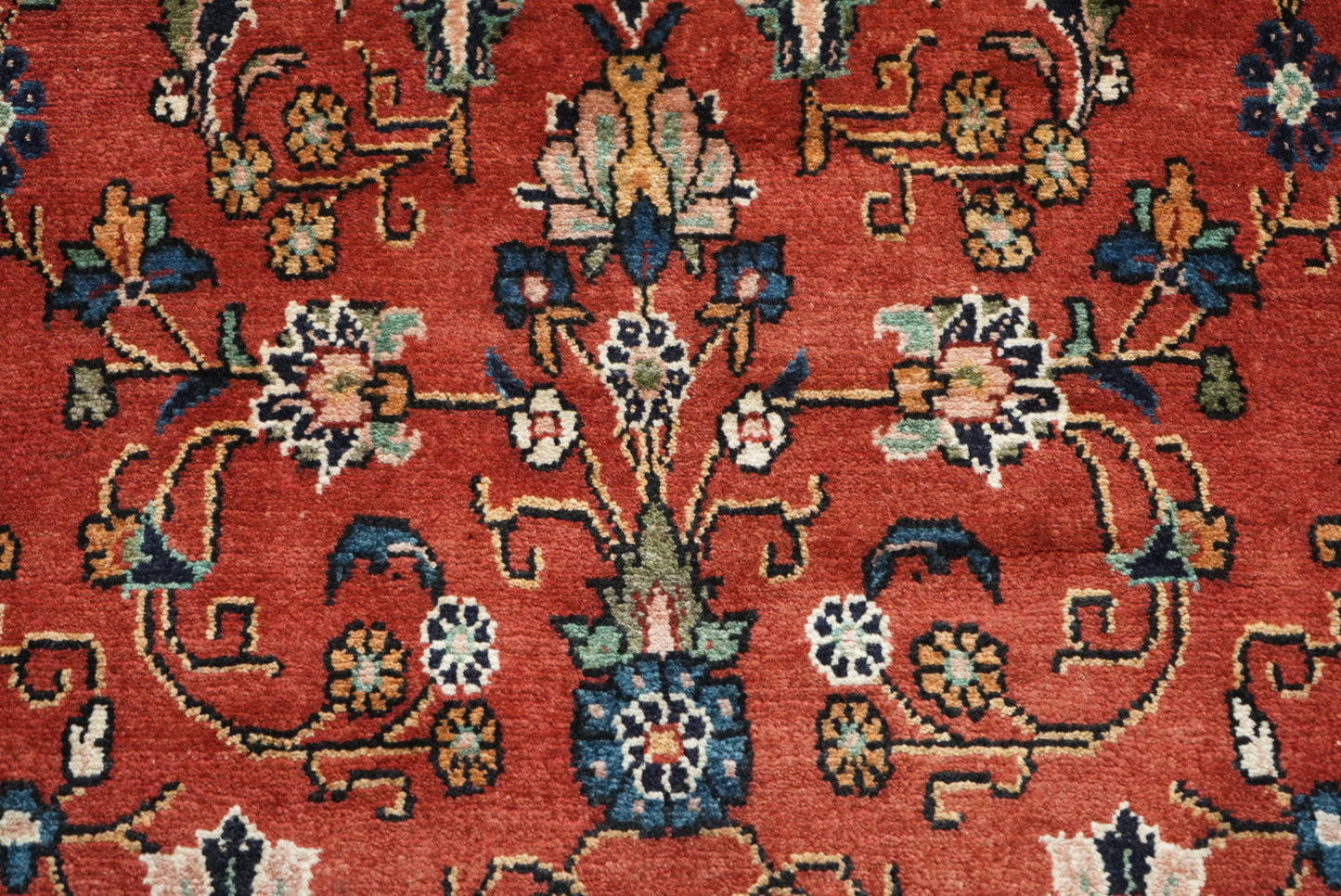 Vintage Persian Bibikabad Red Wool Floral Medallion Rug | Handmade | 333 x 217 cm