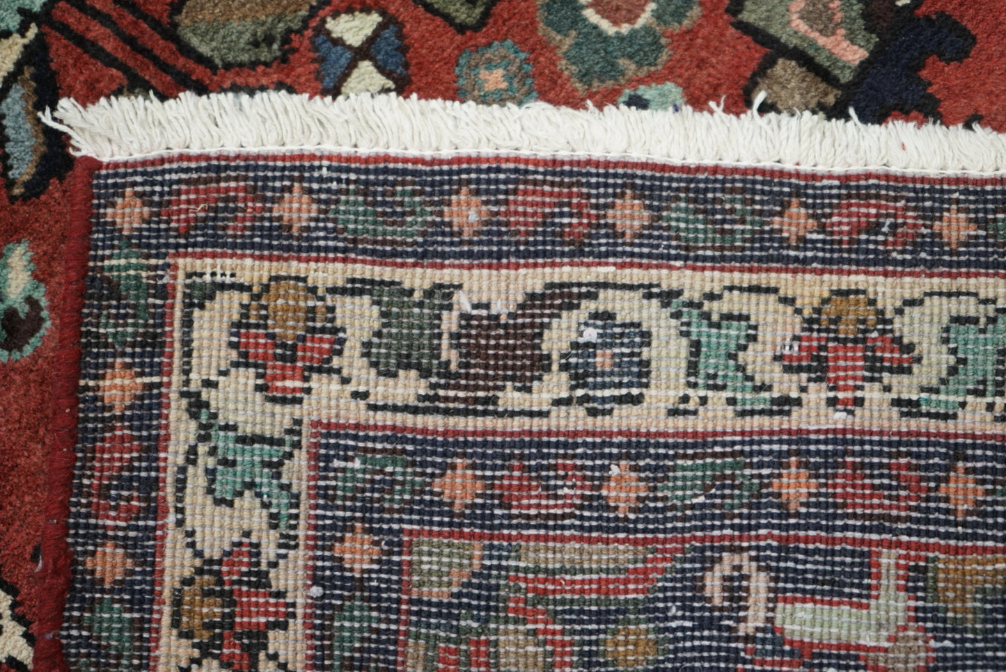 Handmade Persian Hamadan Floral Wool Runner | 290 x 107 cm | Red | Vintage