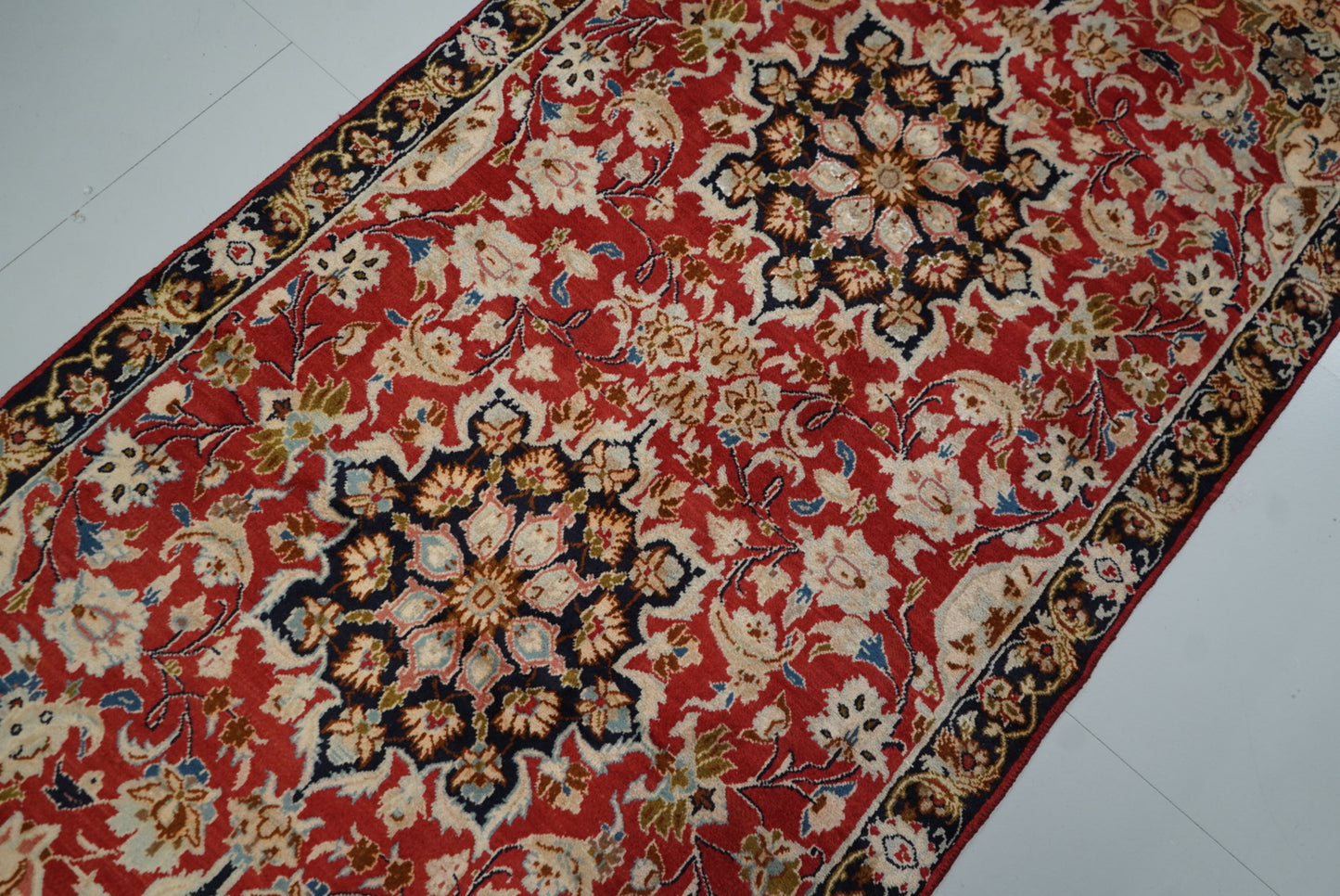 Handmade Vintage Floral Medallion Runner Rug 245 x 115 cm Wool Carpet