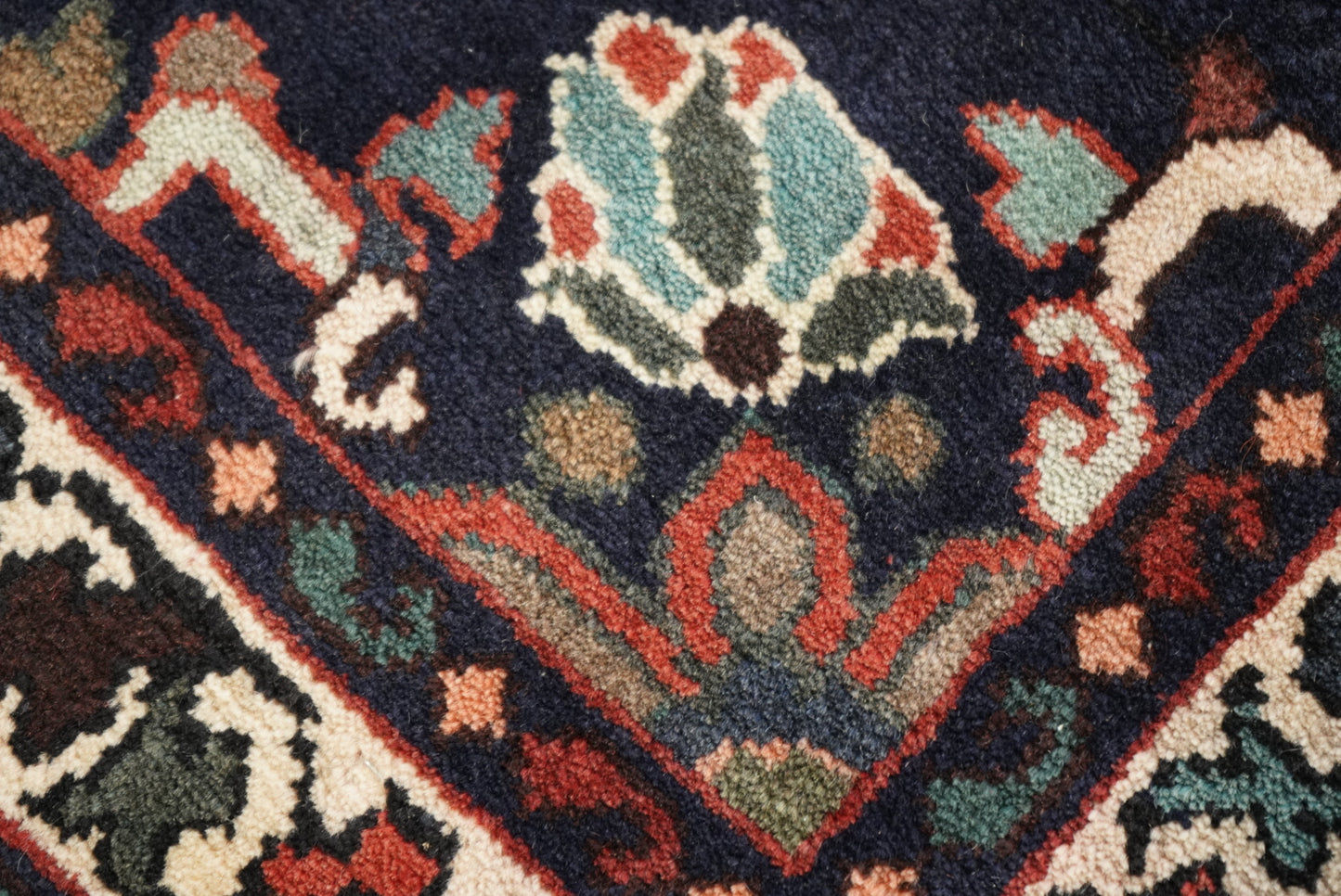 Handmade Persian Hamadan Floral Wool Runner | 290 x 107 cm | Red | Vintage