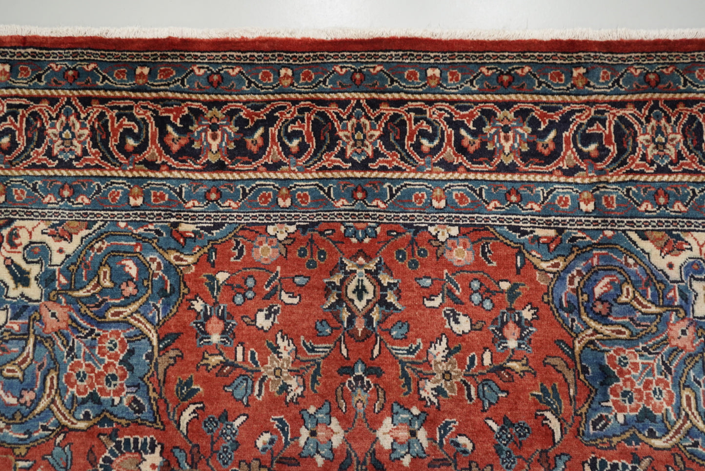 Vintage Persian Mahal Red Wool Floral Medallion Rug | Handmade | 324 x 218 cm