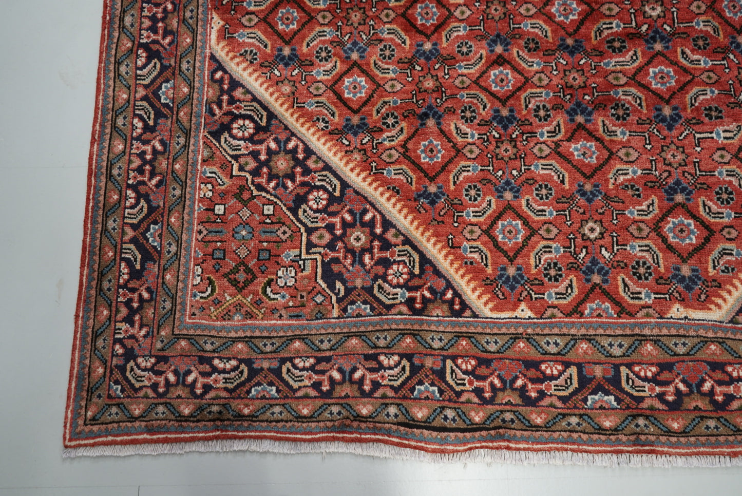 Vintage Persian Mahal Red Wool Floral Medallion Rug | Handmade | 300 x 207 cm