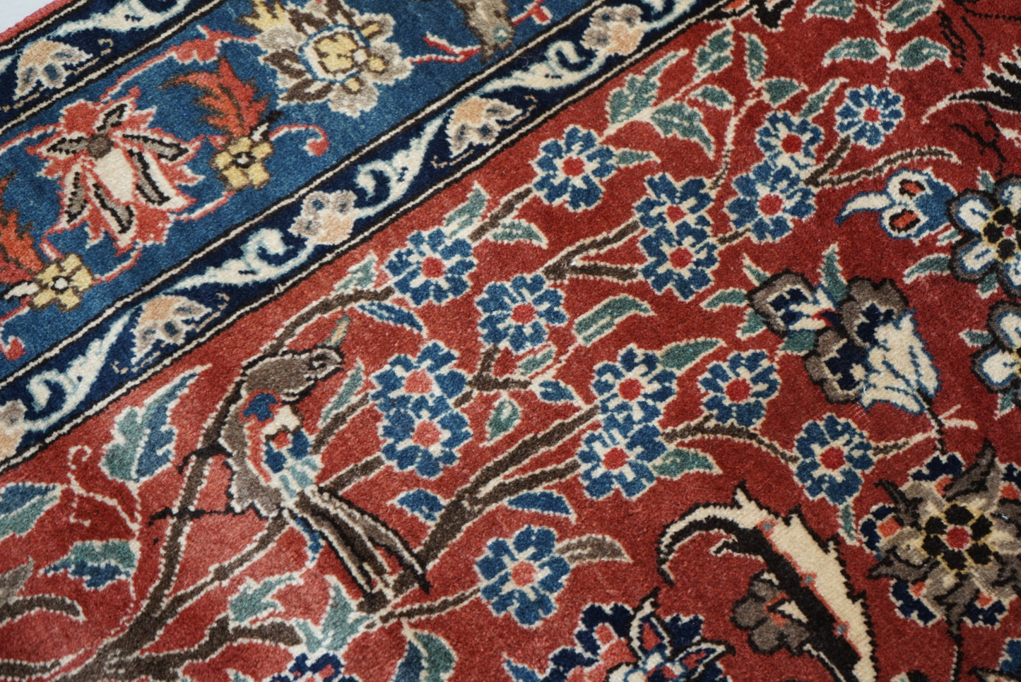 Vintage Persian Isfahan Red Wool Tree of Life Rug | Handmade | 252 x 150 cm