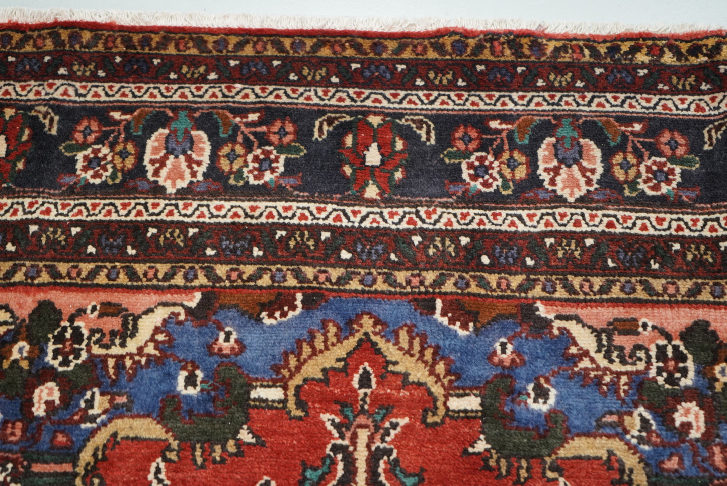 Vintage Persian Bibikabad Red Wool Floral Medallion Rug | Handmade | 295 x 212 cm