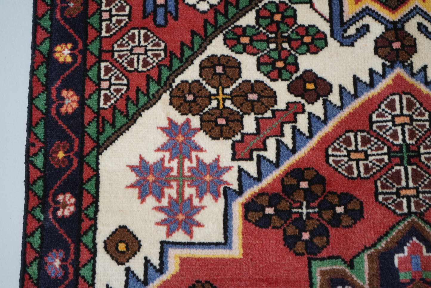 Persian Hamadan Red Wool Geometric Rug | Handmade | 144 x 105 cm